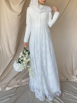 Lace Evening Dress - White