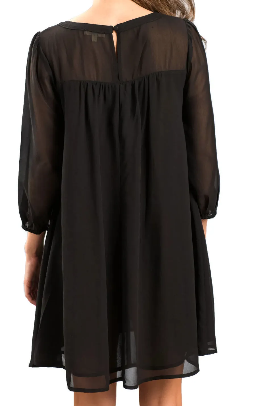 Lattice Baby Doll Dress, Black