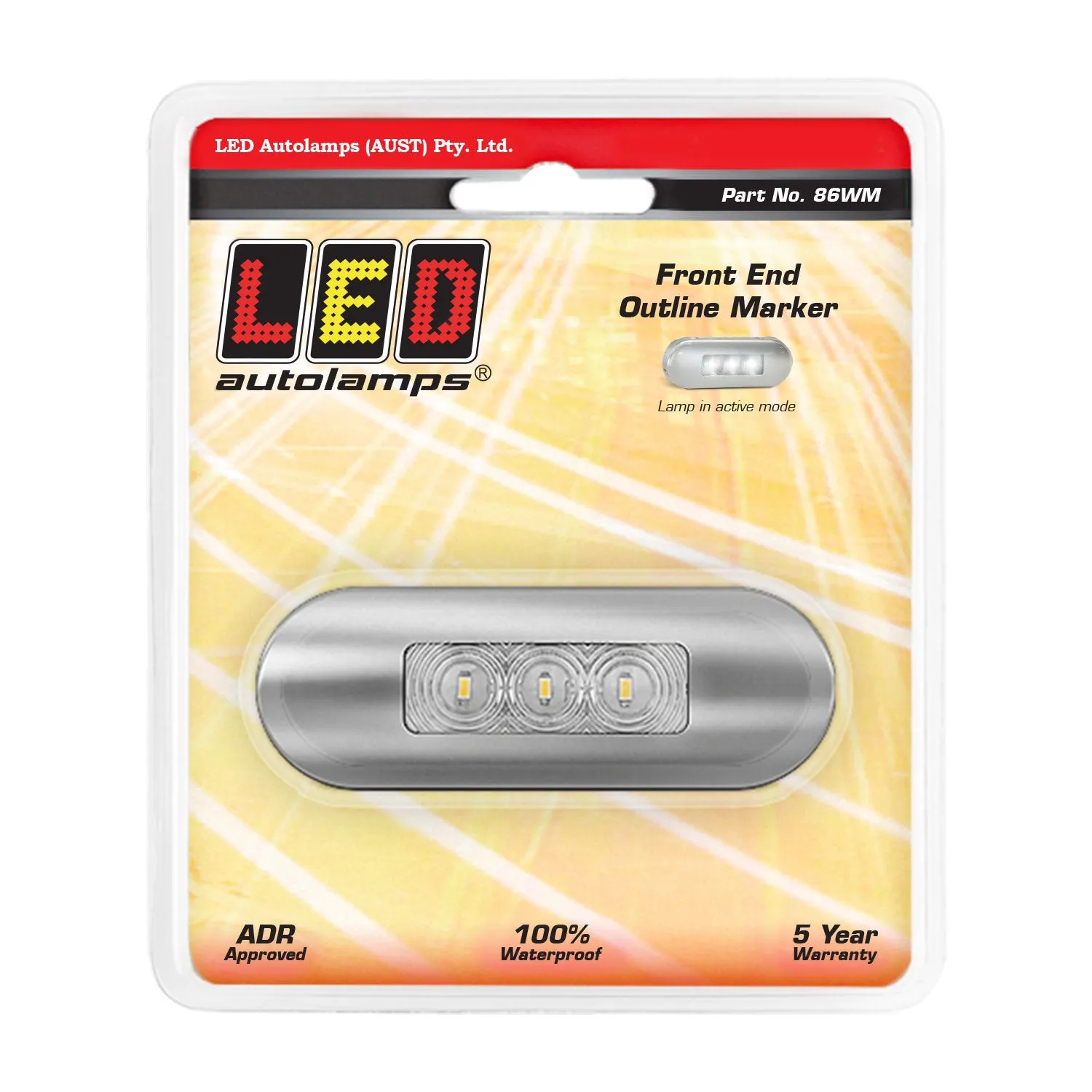 LED Autolamps 86WM LED Front End Outline Marker Lamp with Clear Lens Coloured LEDs - Brushed Steel Bezel