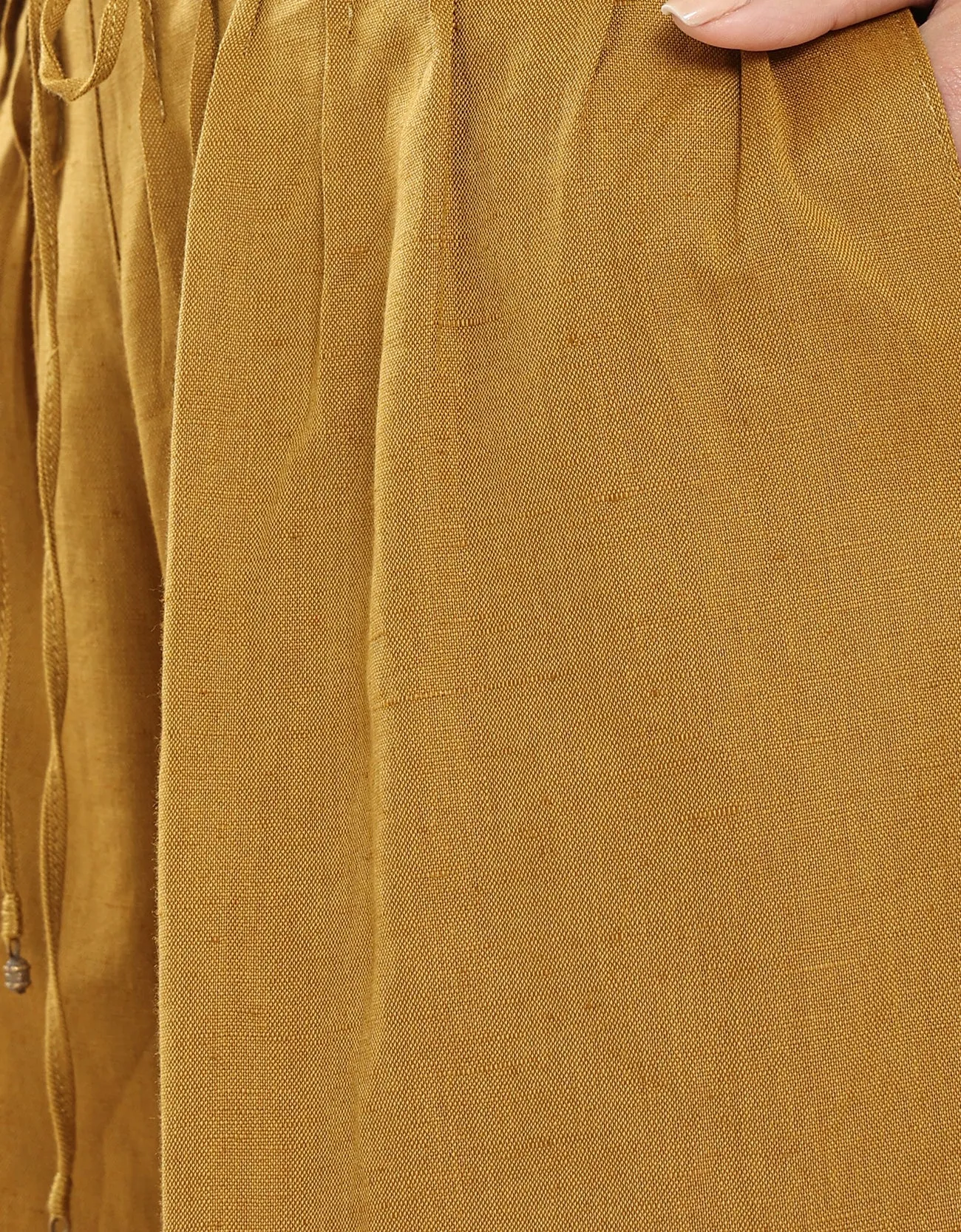 Linen wide leg pants with front piping