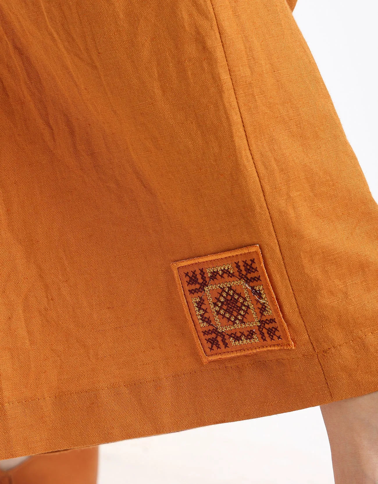 Linen wide leg pants with front piping