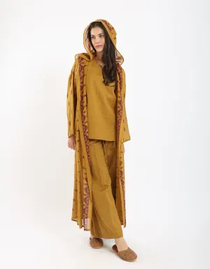 Linen wide leg pants with front piping