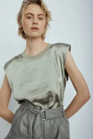 MEL Helora Satin Top in Sage