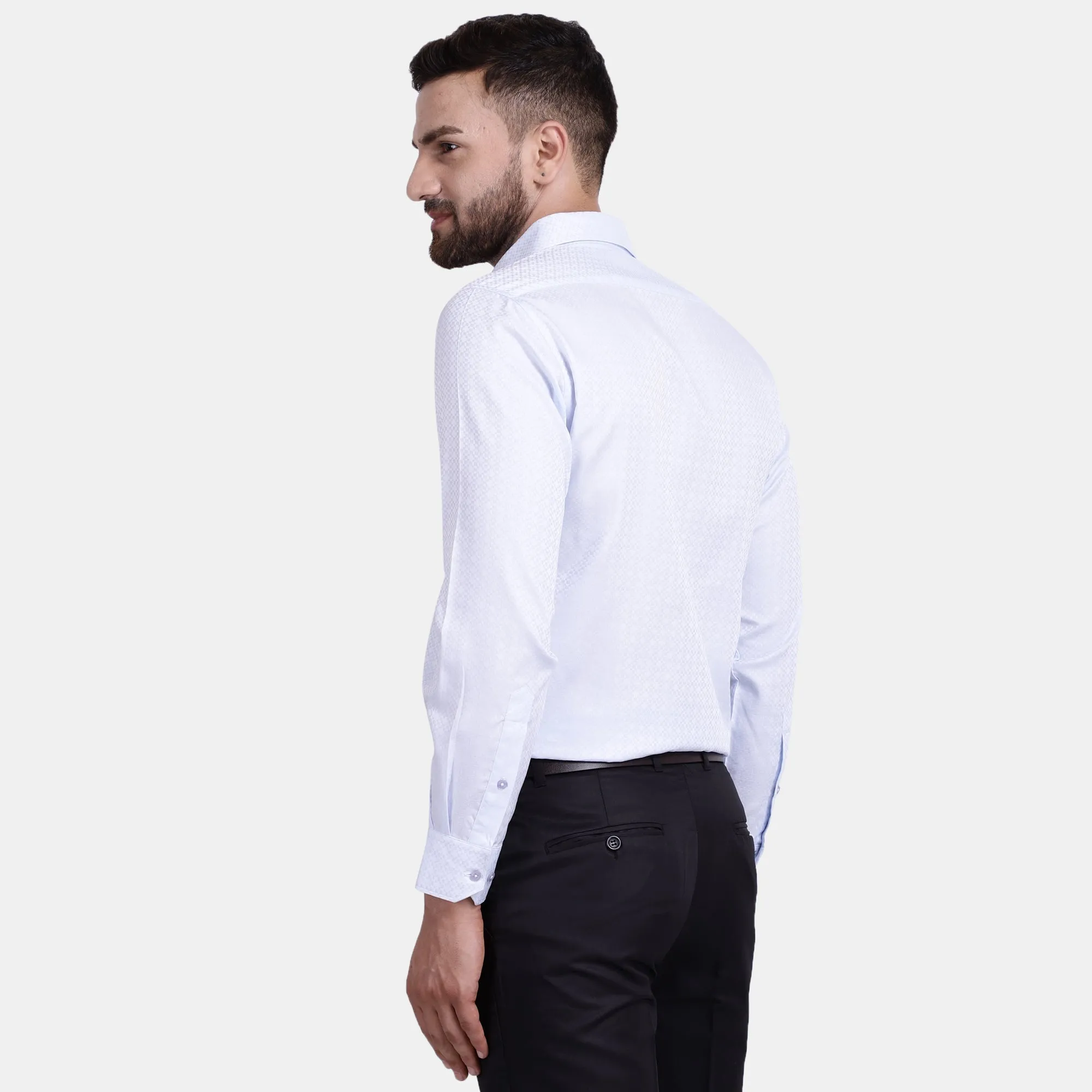 Men's Luthai Supima Mercerised Cotton Abstract Pattern with Satin Textured Jacquard Design Regular Fit Shirt
