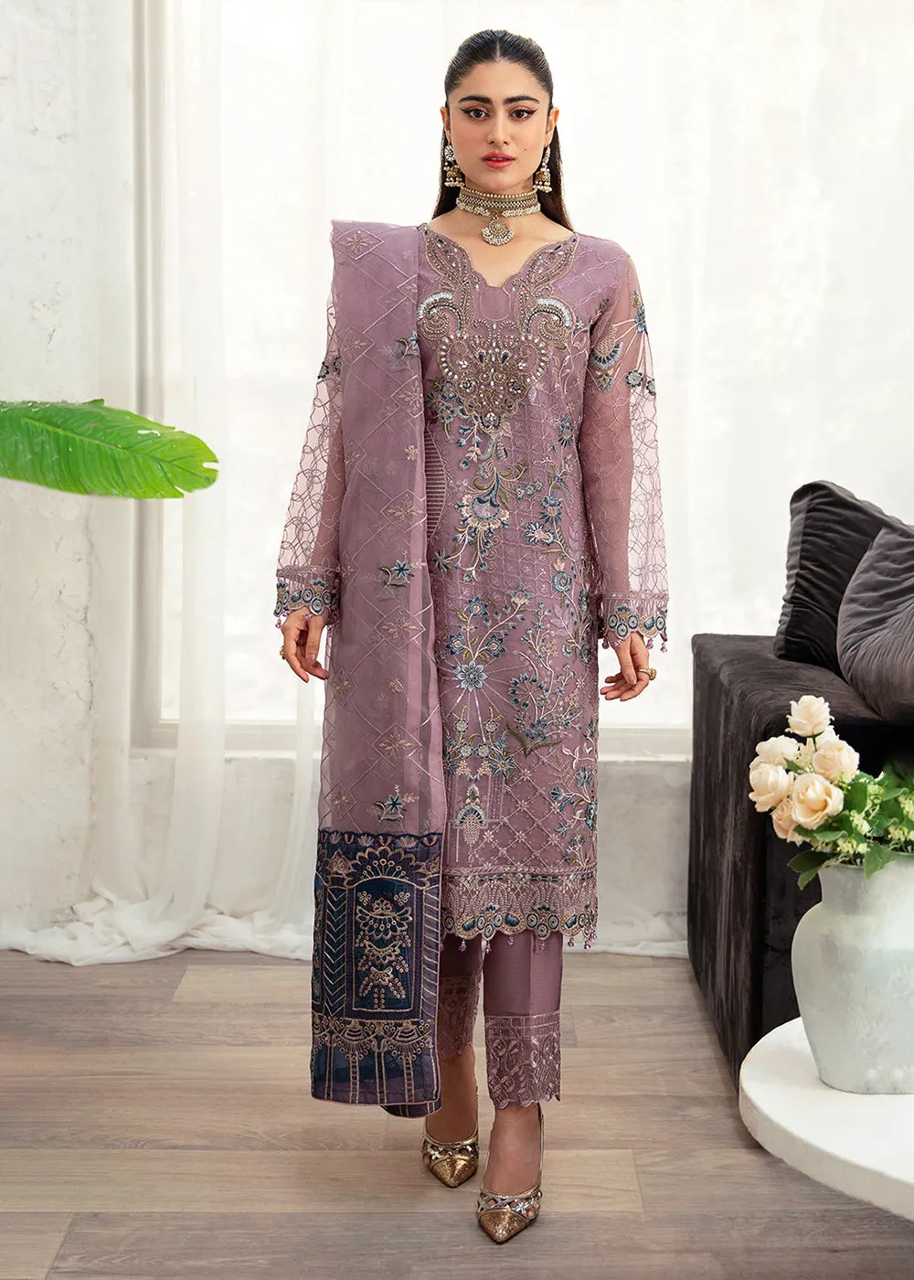 Minhal Organza Collection Vol 10 by Ramsha | M-1005