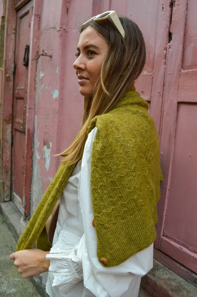 Nice Things Openwork Olive Green Cardigan