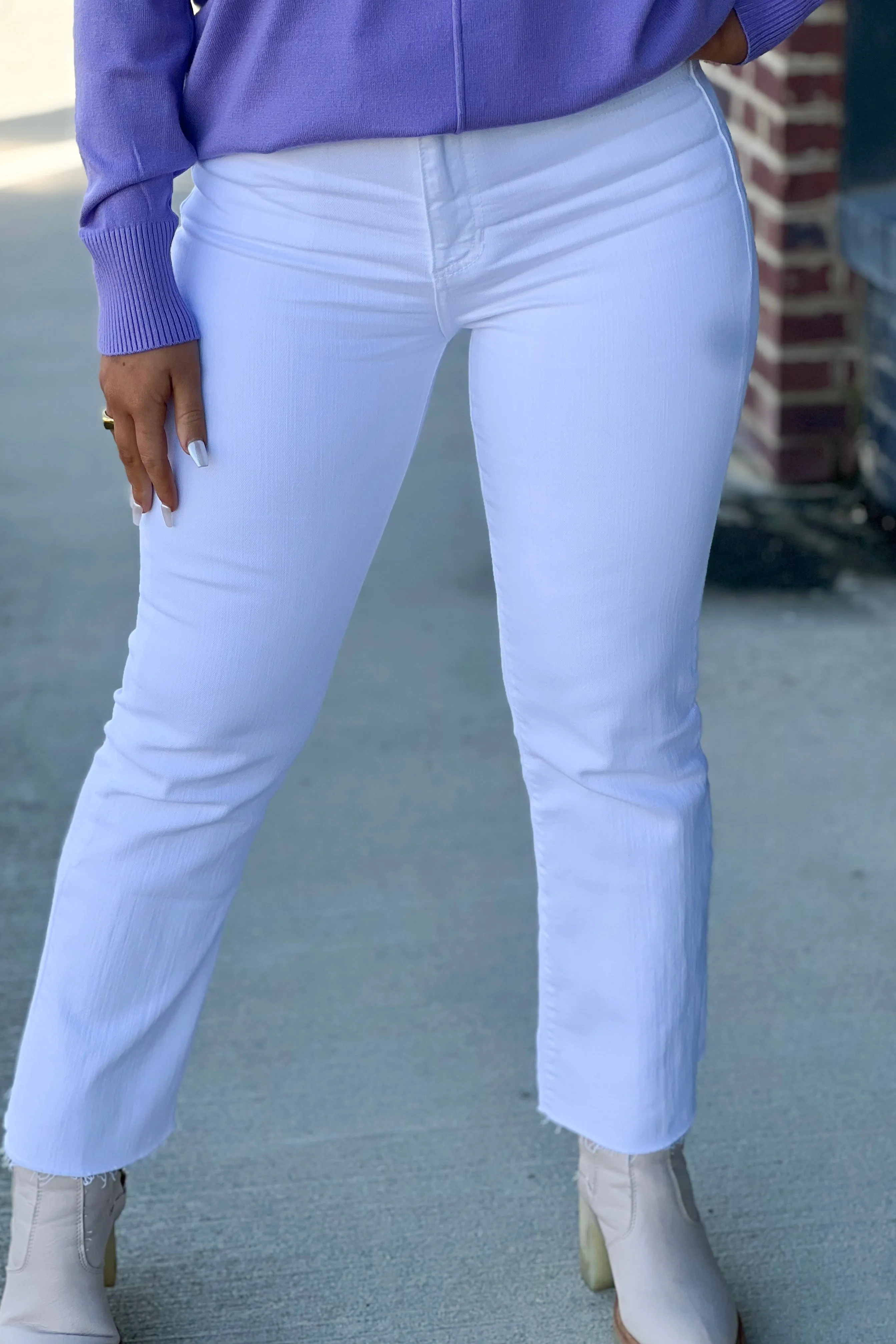 Optic White Cropped Kick Flare *Final Sale*