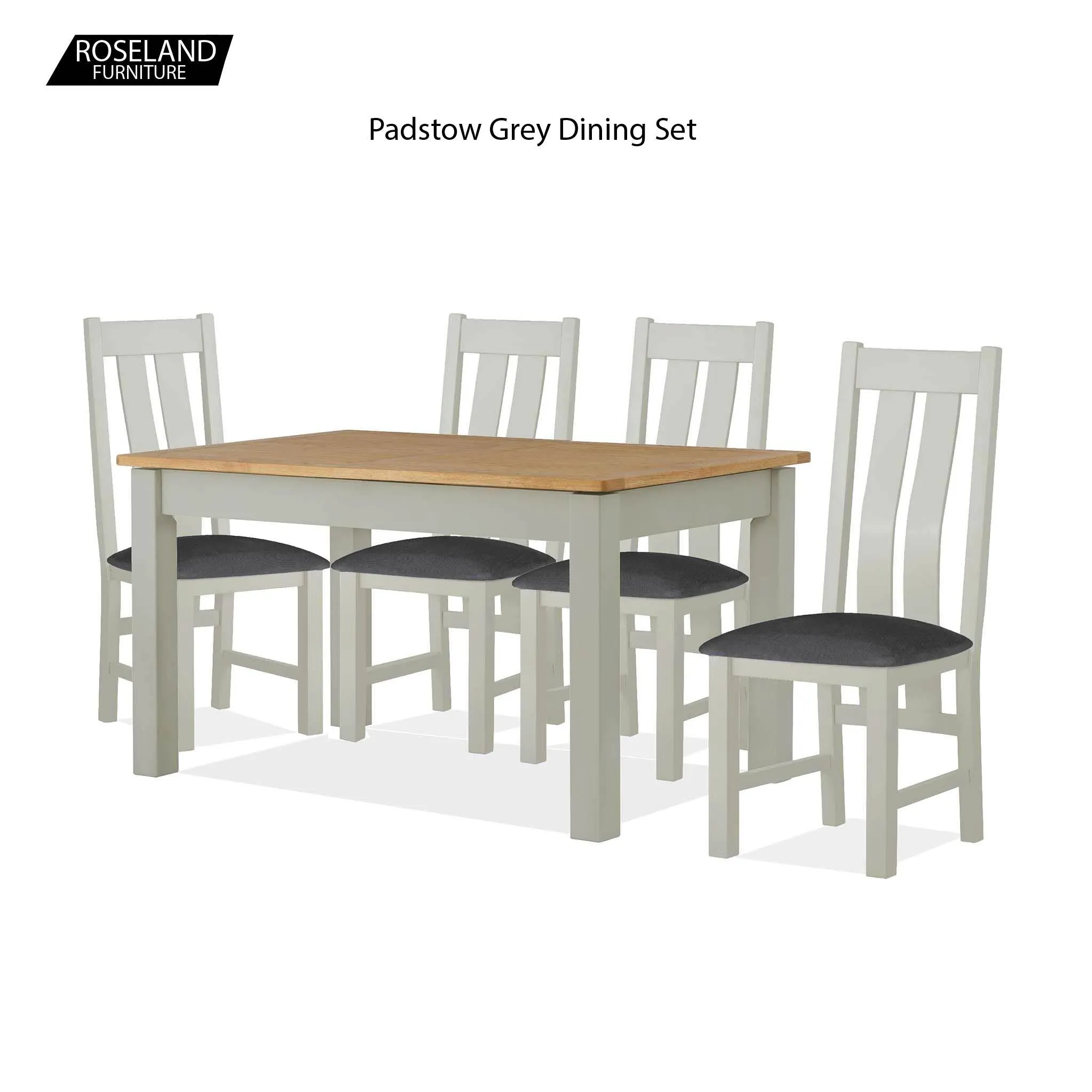 Padstow Grey 120cm Dining Set - 4 x Chairs