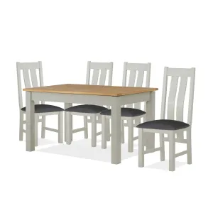 Padstow Grey 120cm Dining Set - 4 x Chairs
