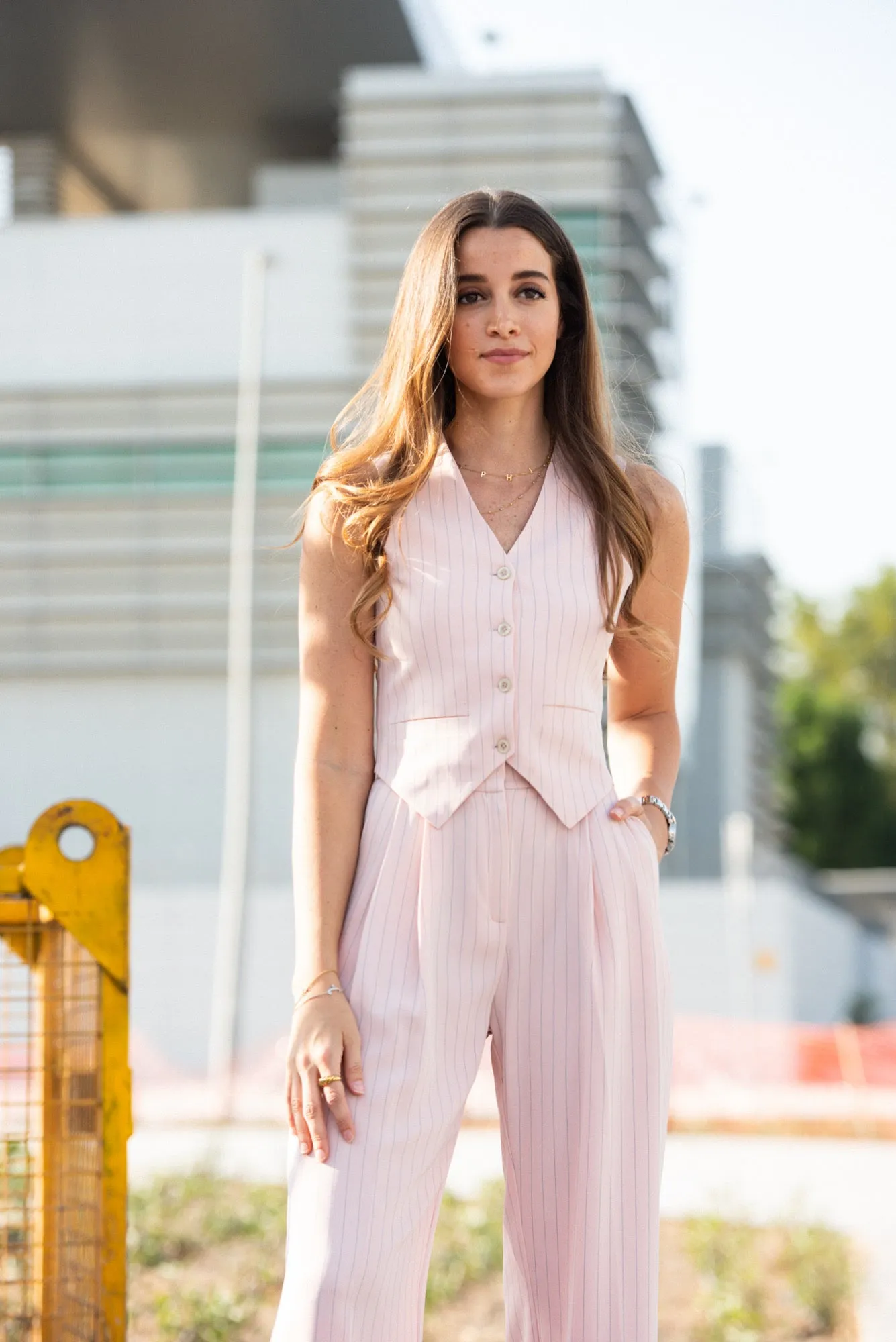 Pinstripe "power suit" vest