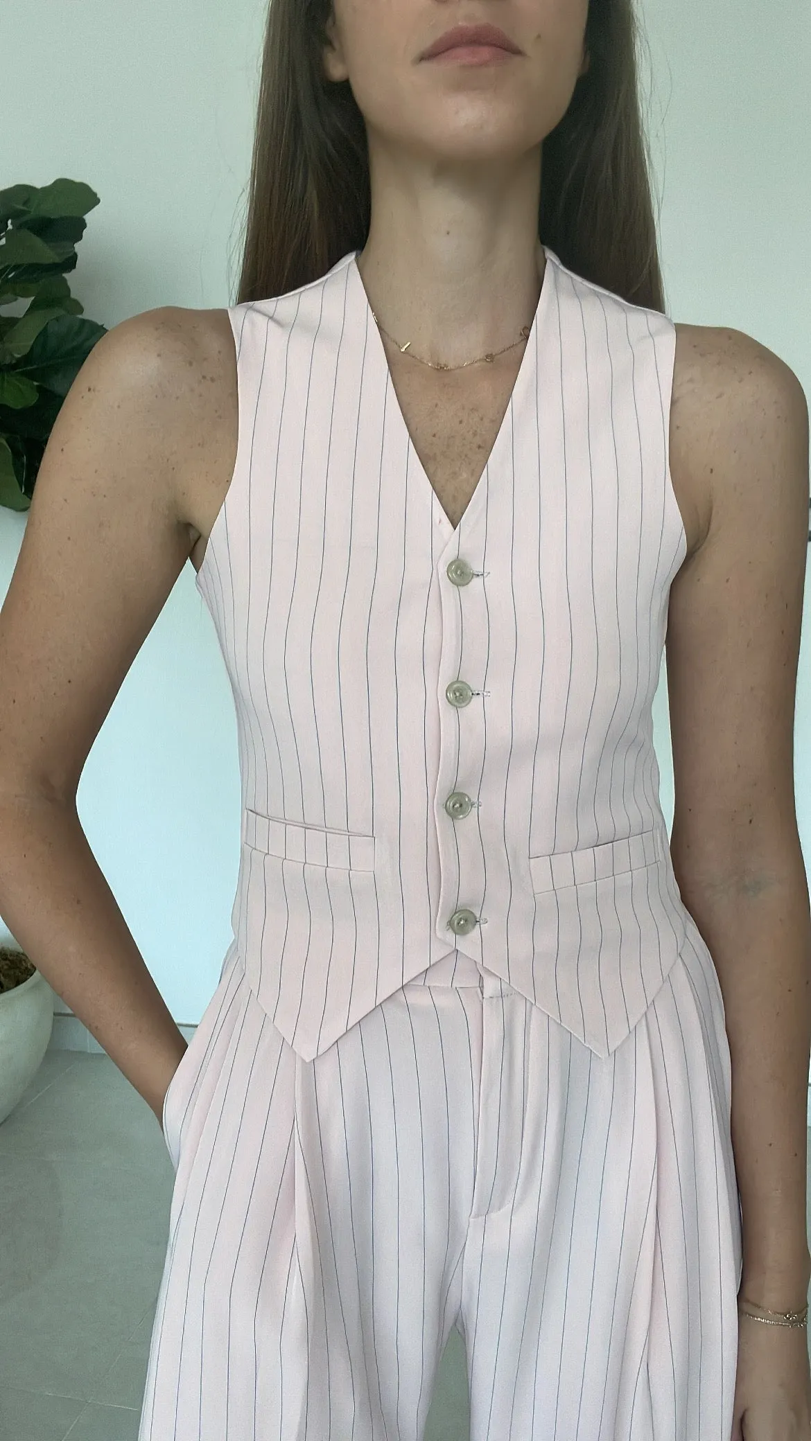 Pinstripe "power suit" vest
