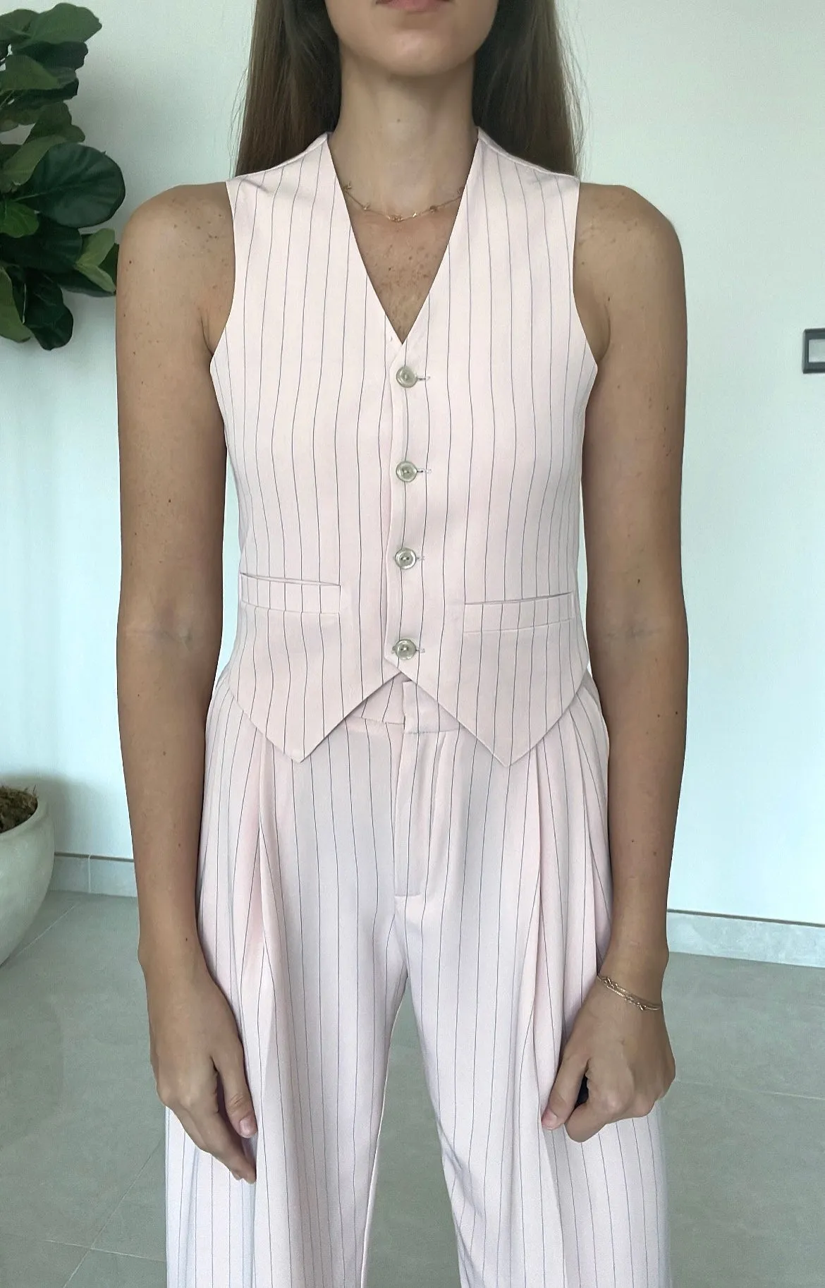 Pinstripe "power suit" vest
