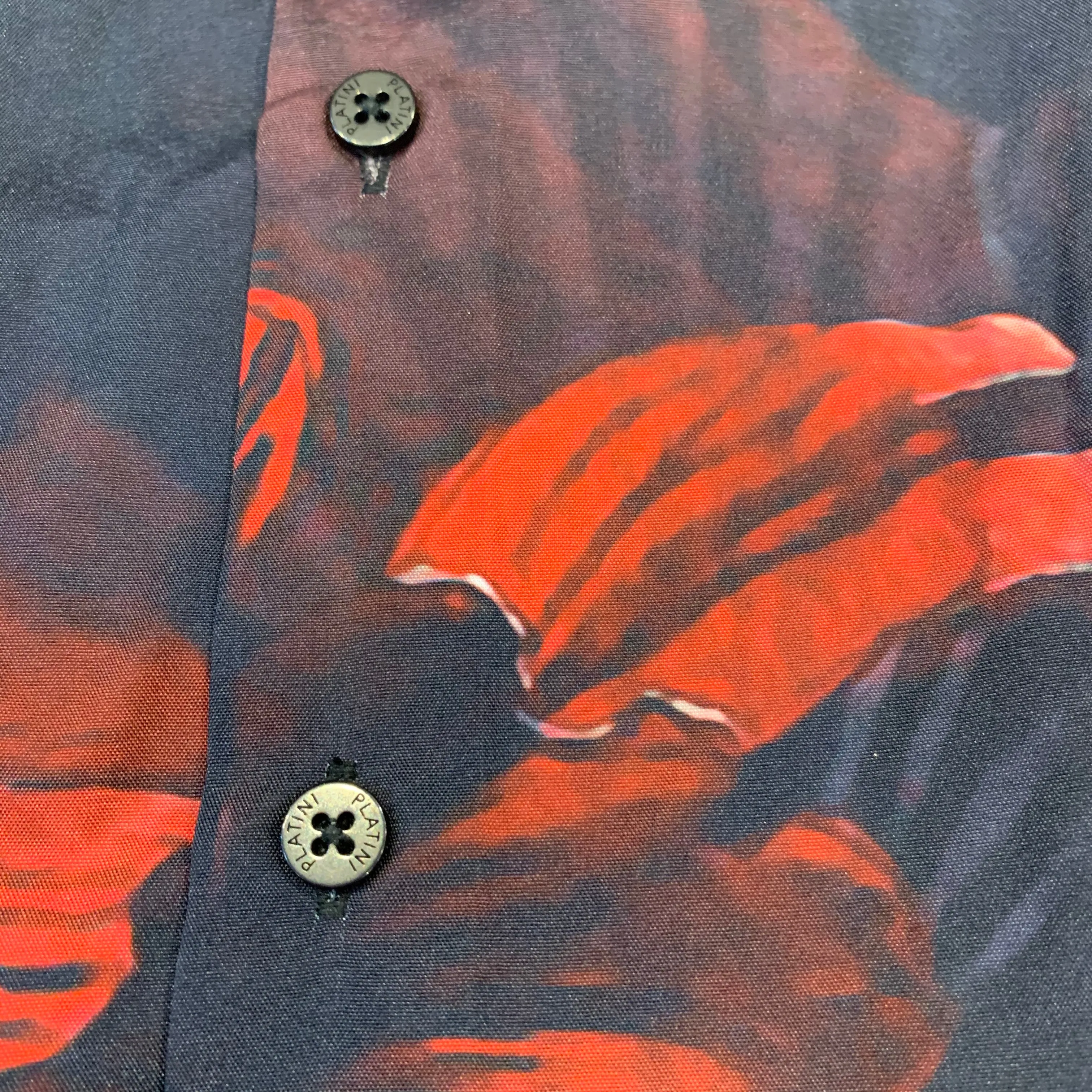 Platini Men's Satin Floral Button Up Shirt