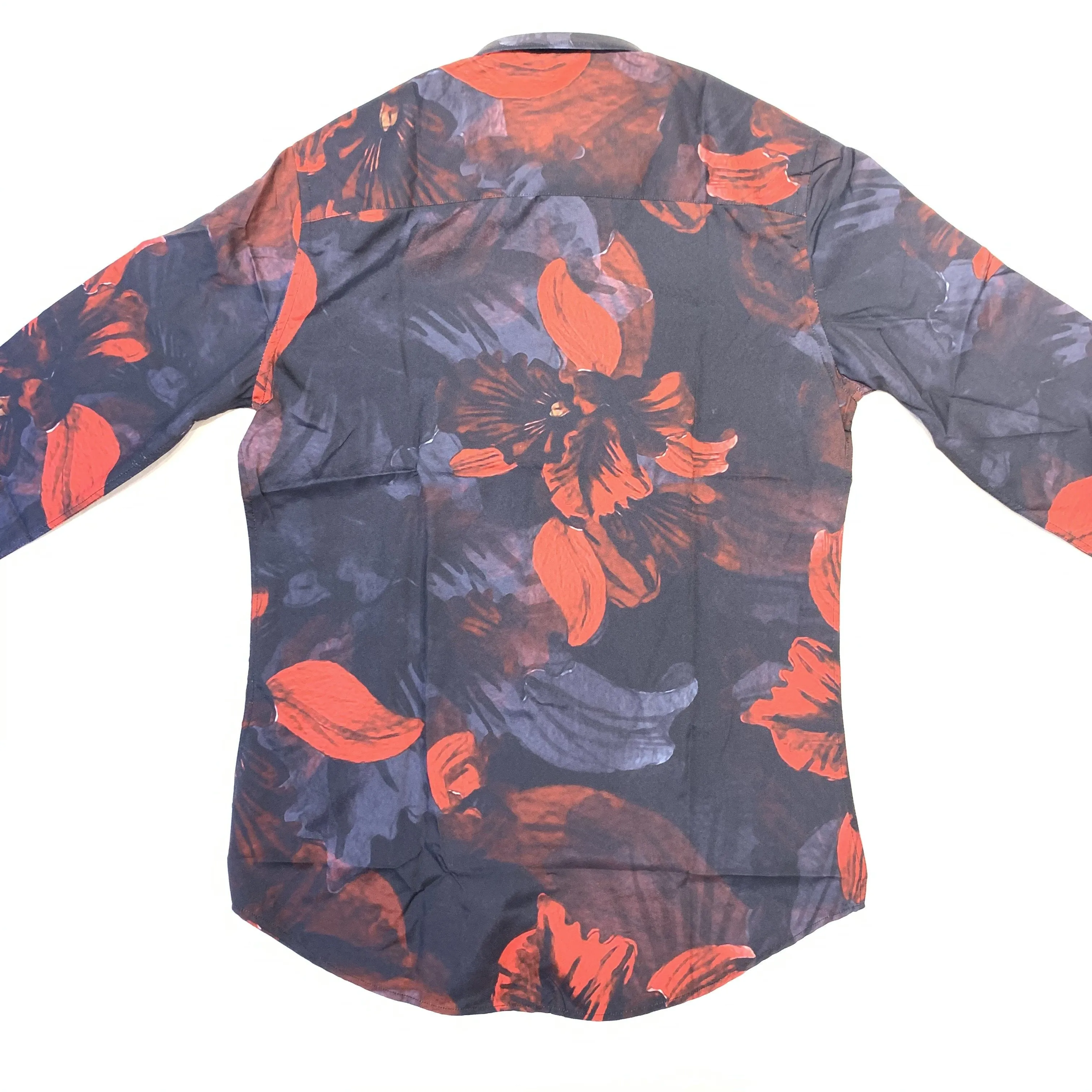 Platini Men's Satin Floral Button Up Shirt