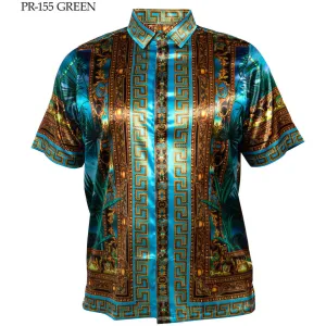 PRESTIGE VERSACE INSPIRED TEAL GOLD SATIN SHIRT