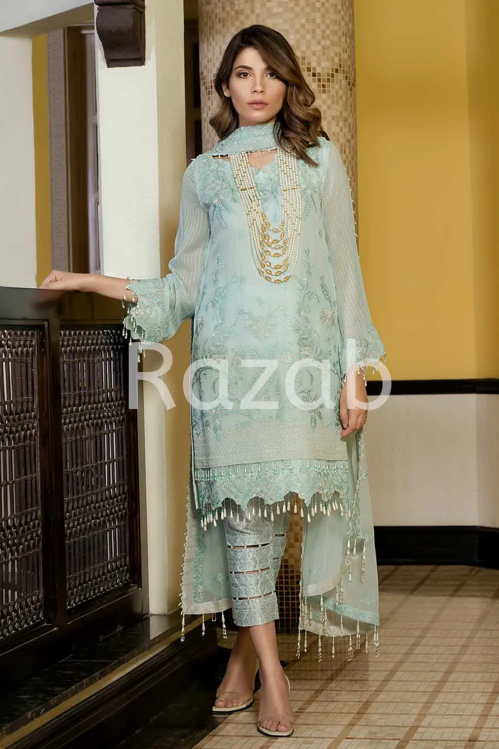 Razab Luxury Chiffon Collection 2019 – THR 1105 AZURE GLARE