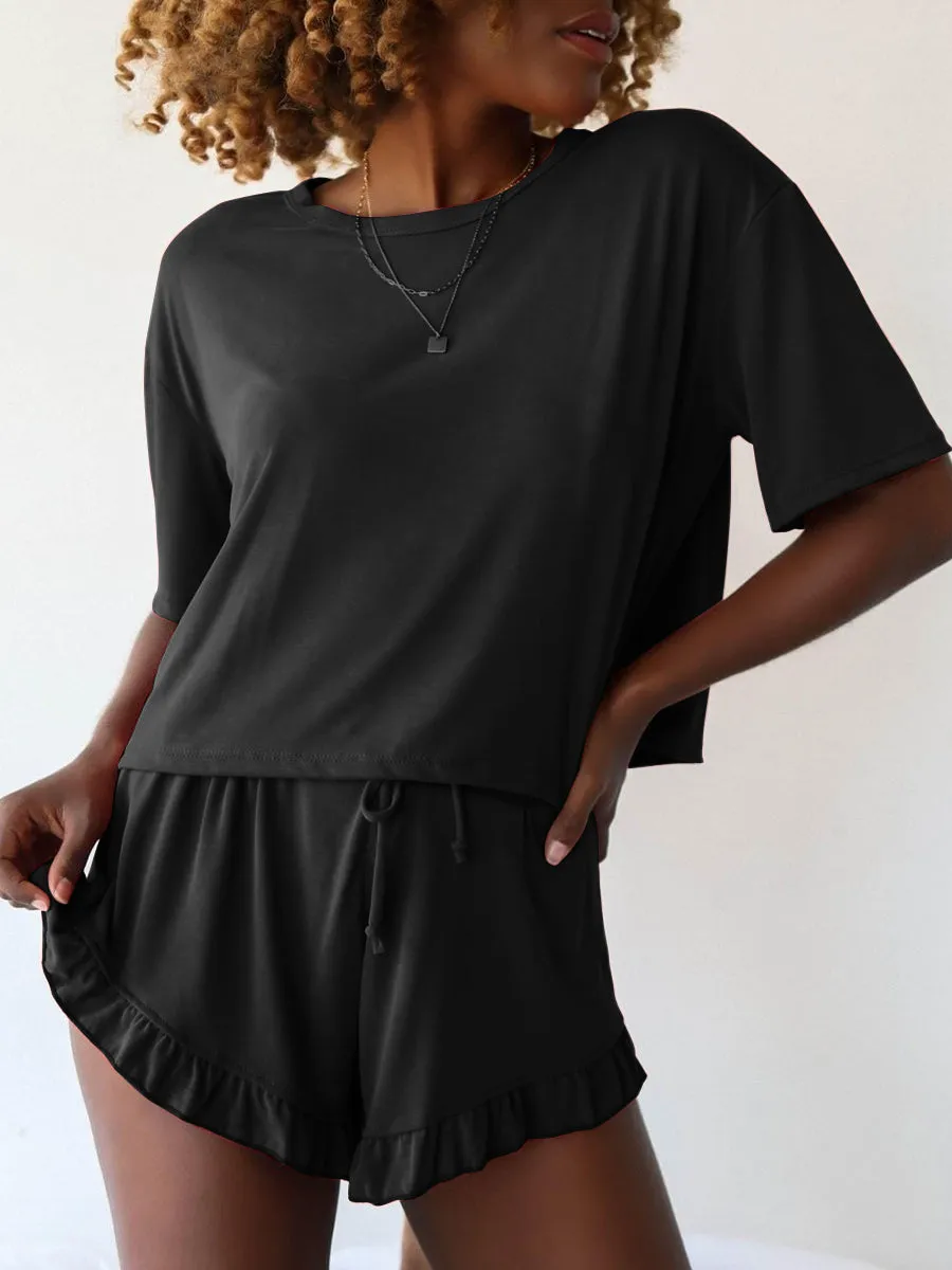 Round Neck Short Sleeve Home Set