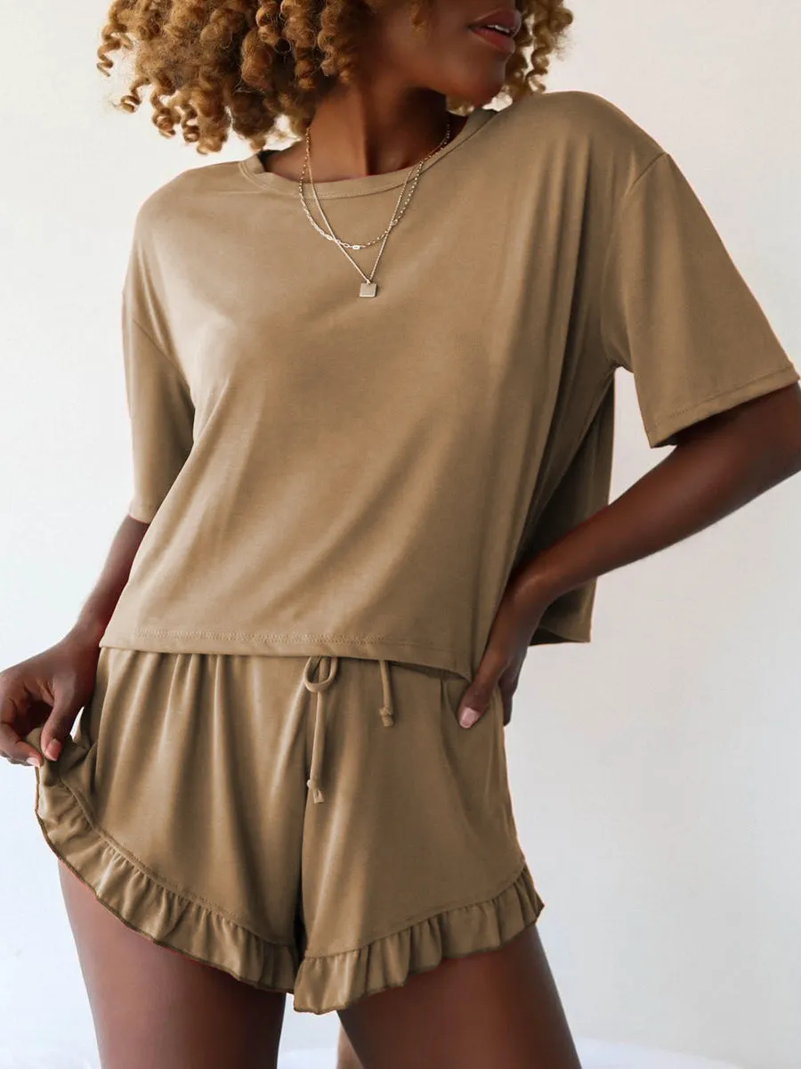Round Neck Short Sleeve Home Set
