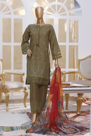 Sadabahar Stitched 3 Piece Chikankari Schiffli Emb Karandi Collection'2021-CK-Ck-Mehndi