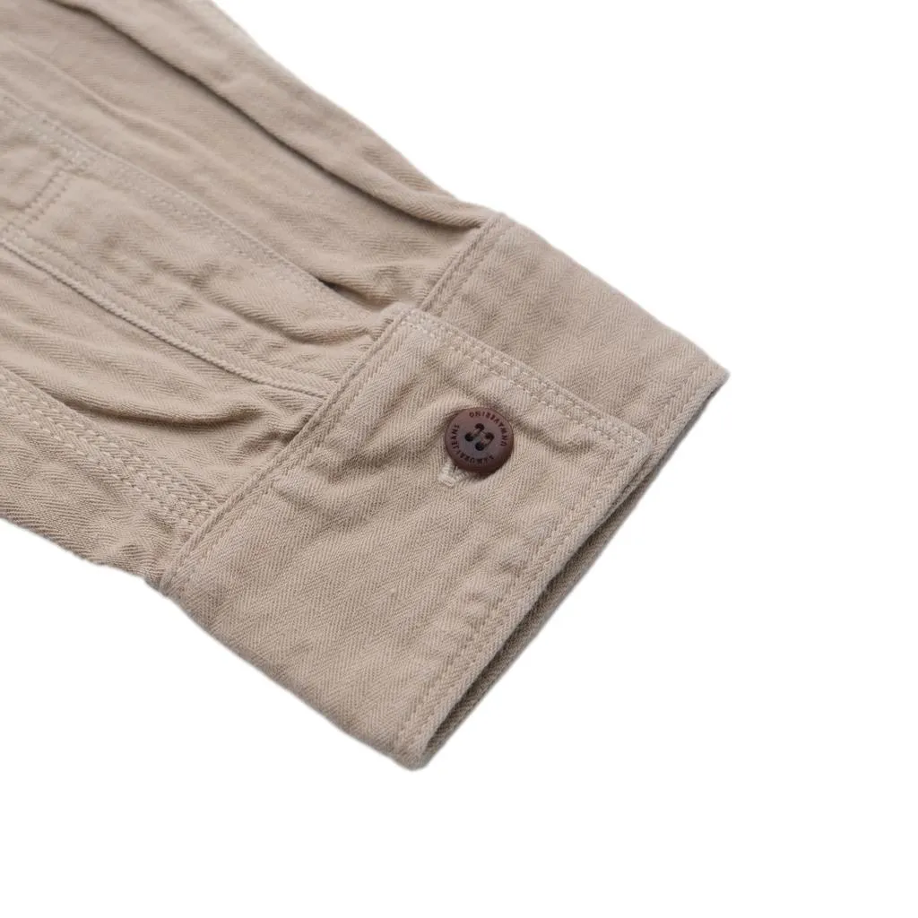 Samurai SJCBS24-HB Selvedge Herringbone Work Shirt (Beige)