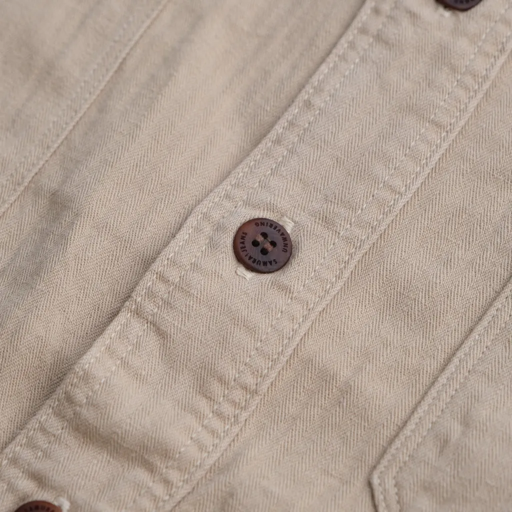 Samurai SJCBS24-HB Selvedge Herringbone Work Shirt (Beige)