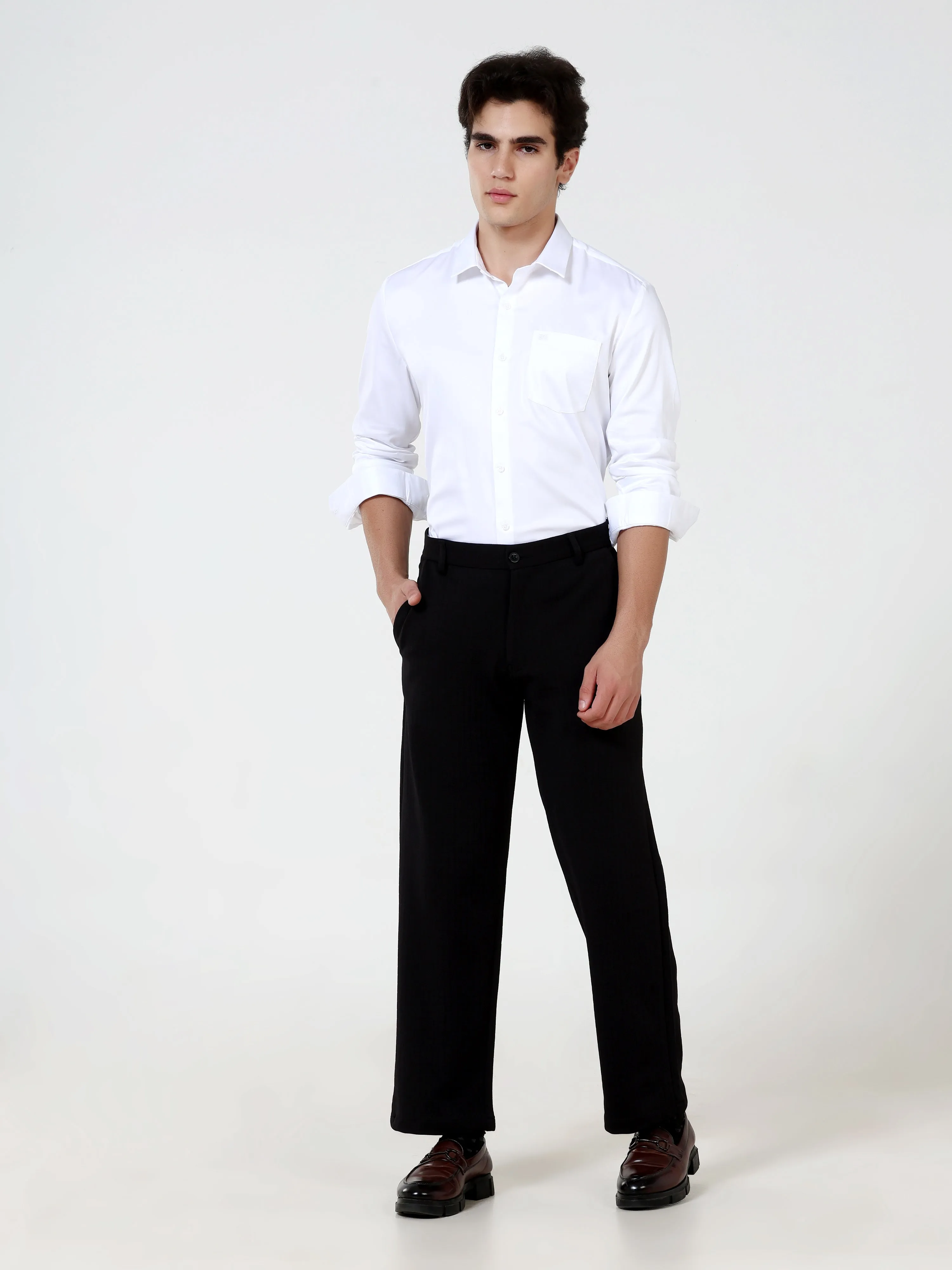 Snow White Satin Solid Shirt
