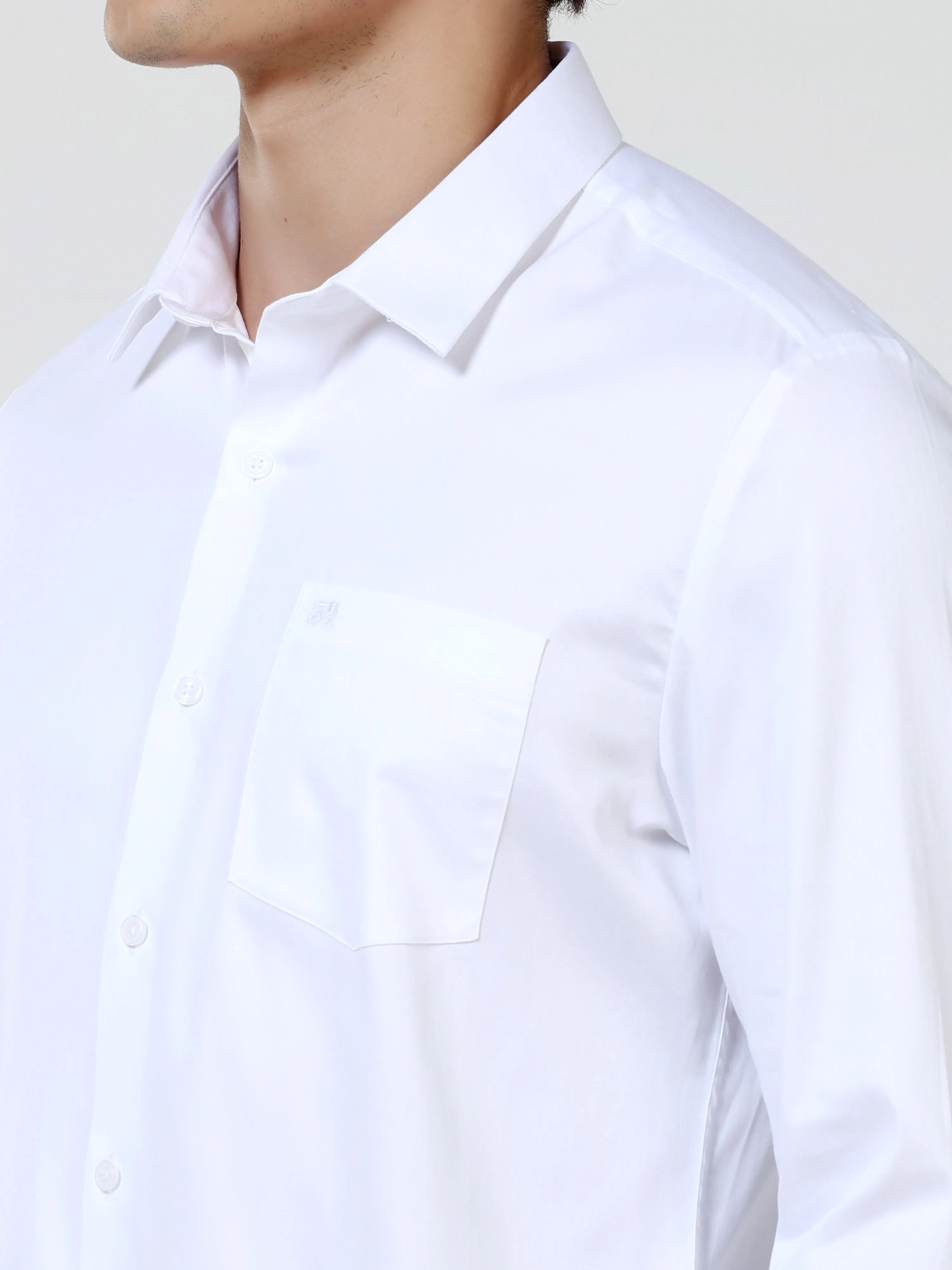 Snow White Satin Solid Shirt