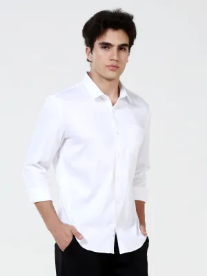 Snow White Satin Solid Shirt