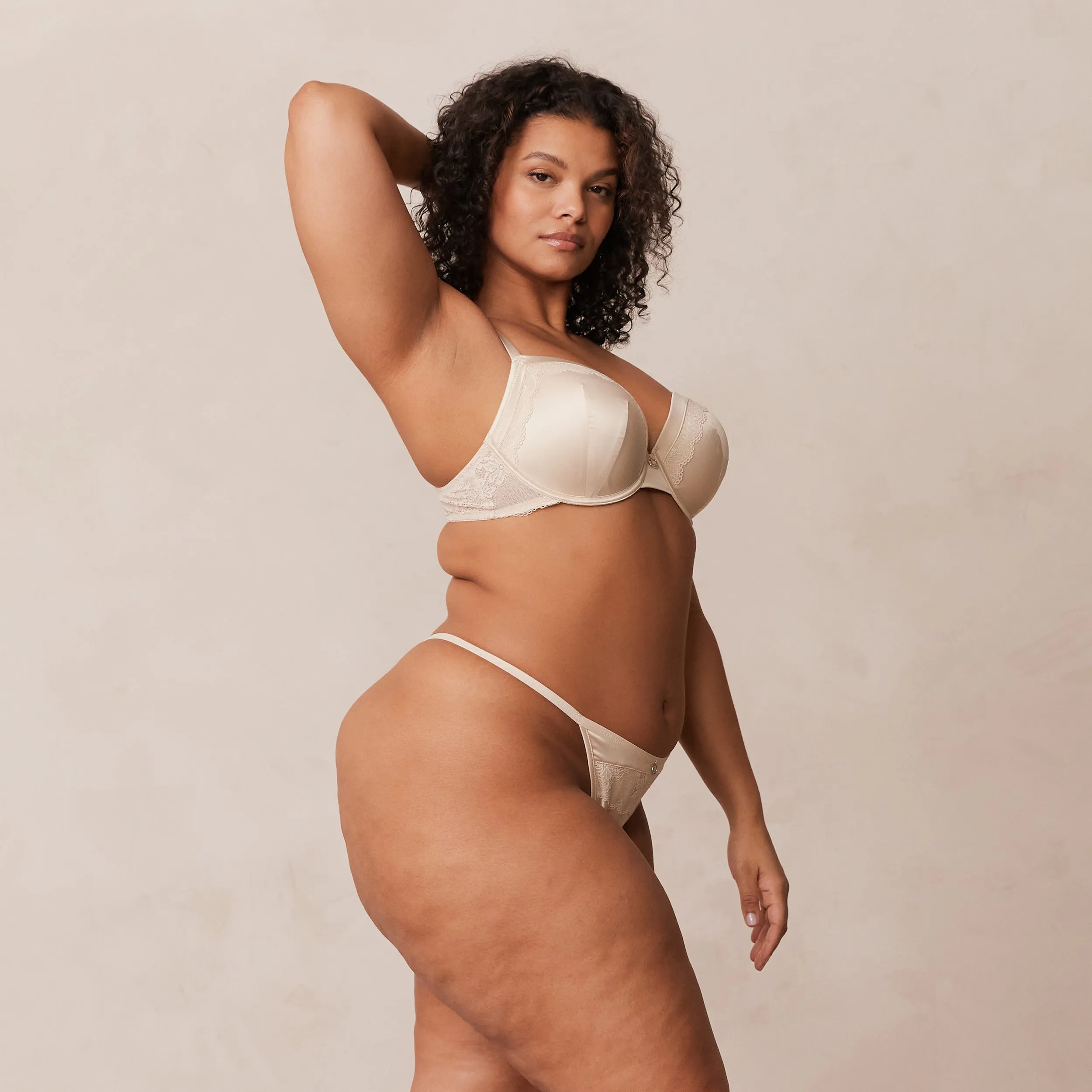 Soft Satin T-shirt Bra  - Latte