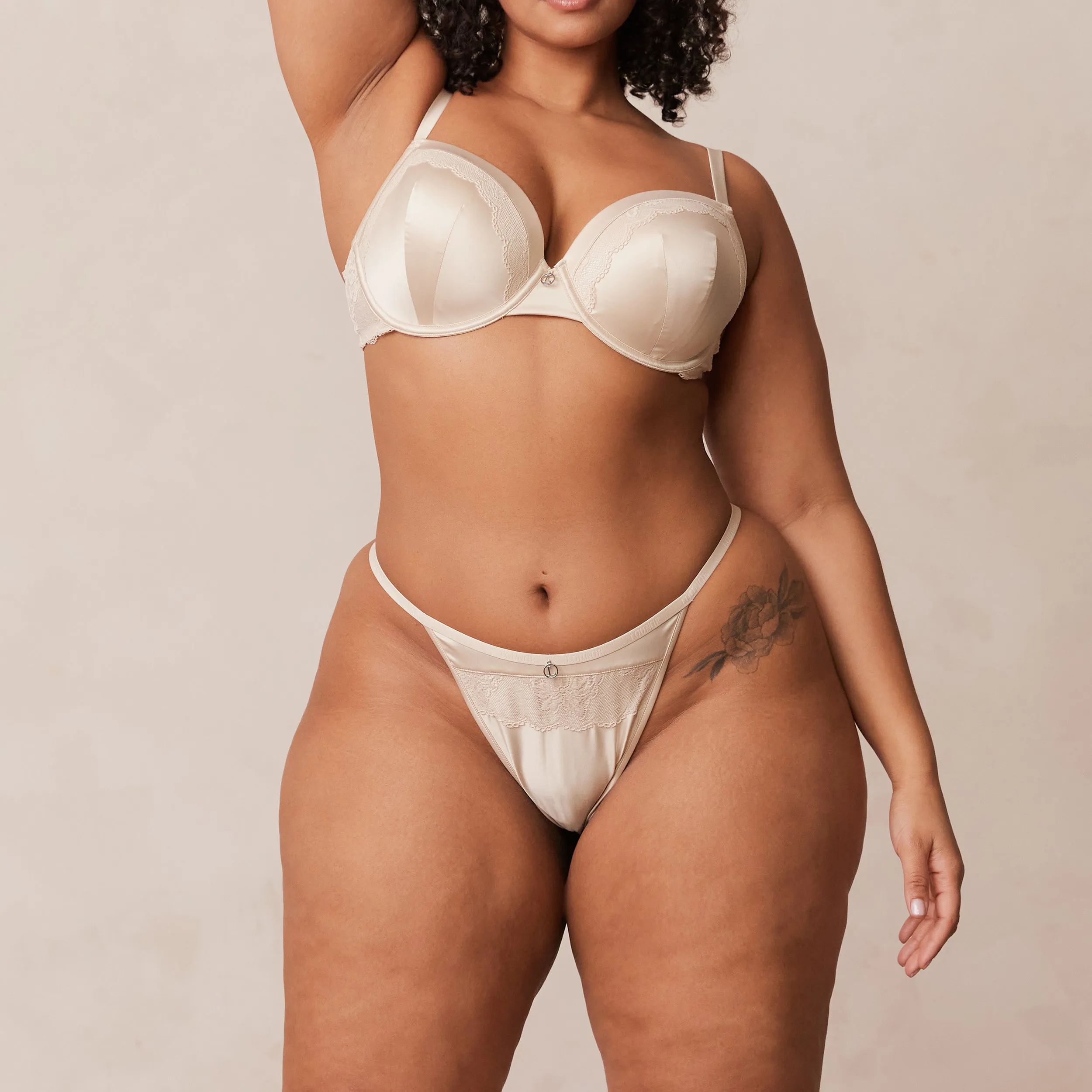 Soft Satin T-shirt Bra  - Latte