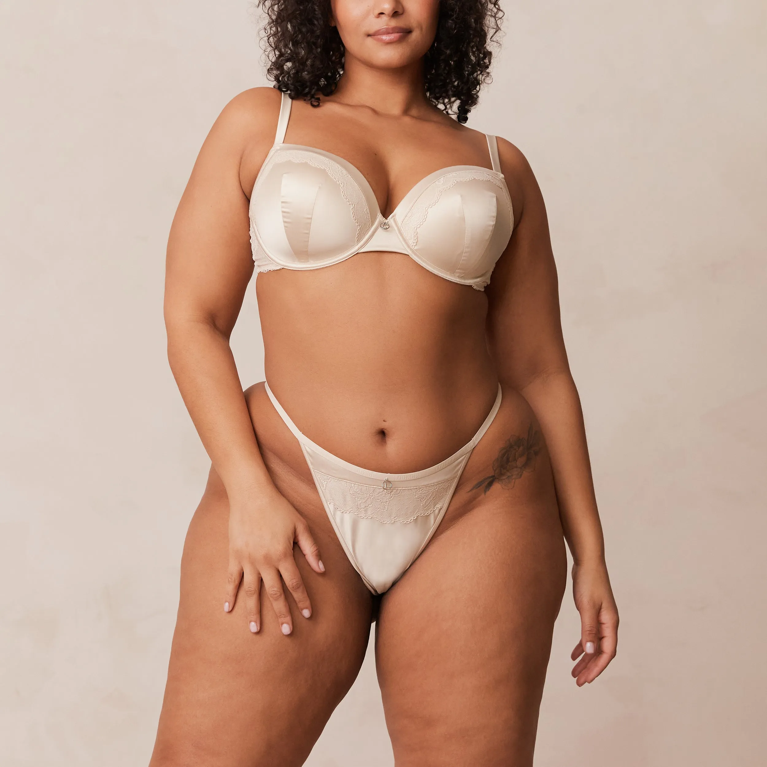 Soft Satin T-shirt Bra  - Latte