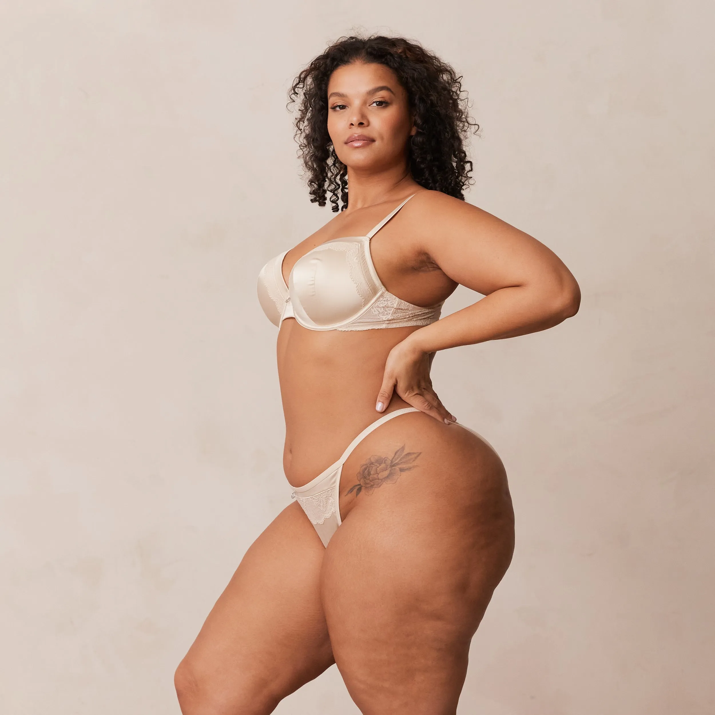 Soft Satin T-shirt Bra  - Latte