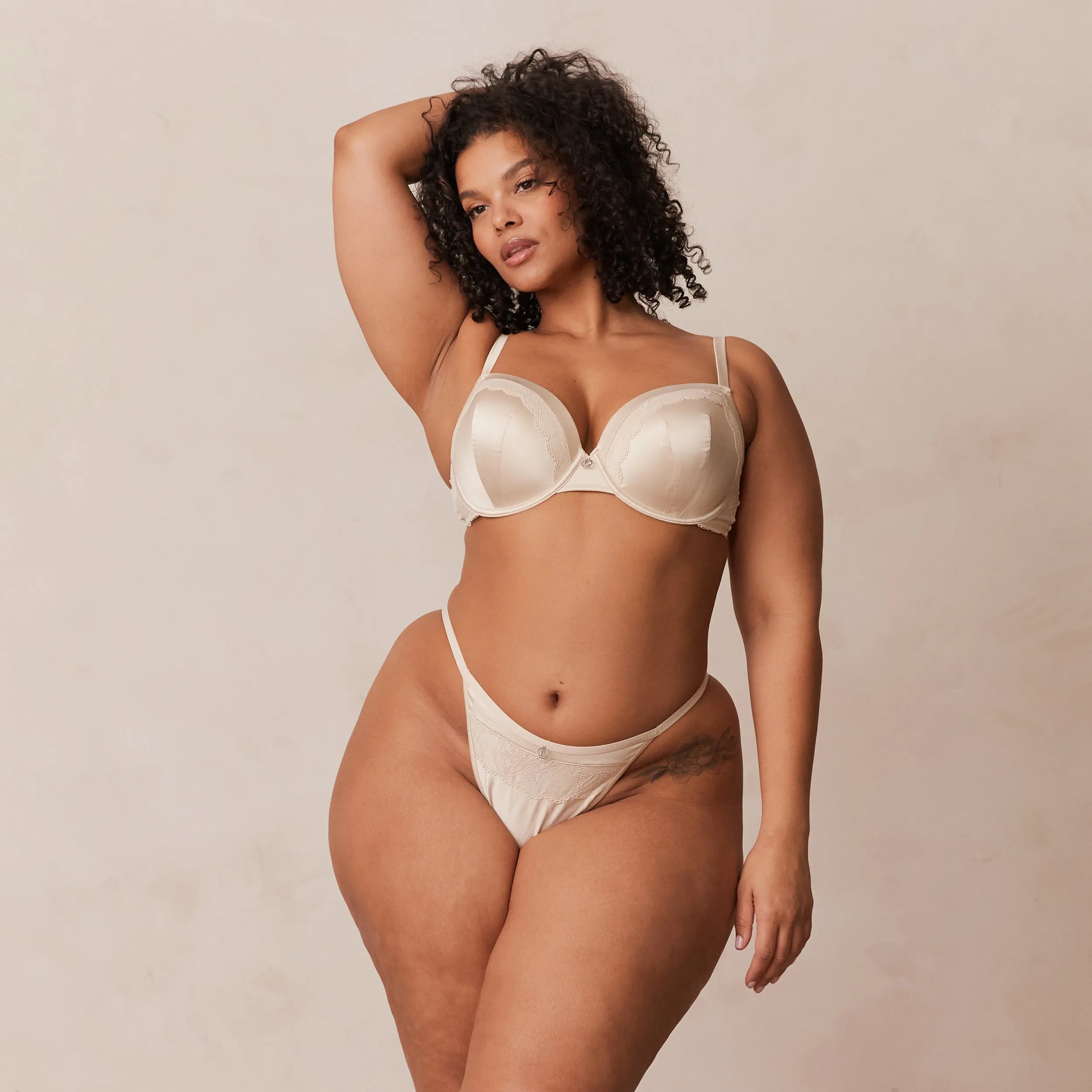 Soft Satin T-shirt Bra  - Latte