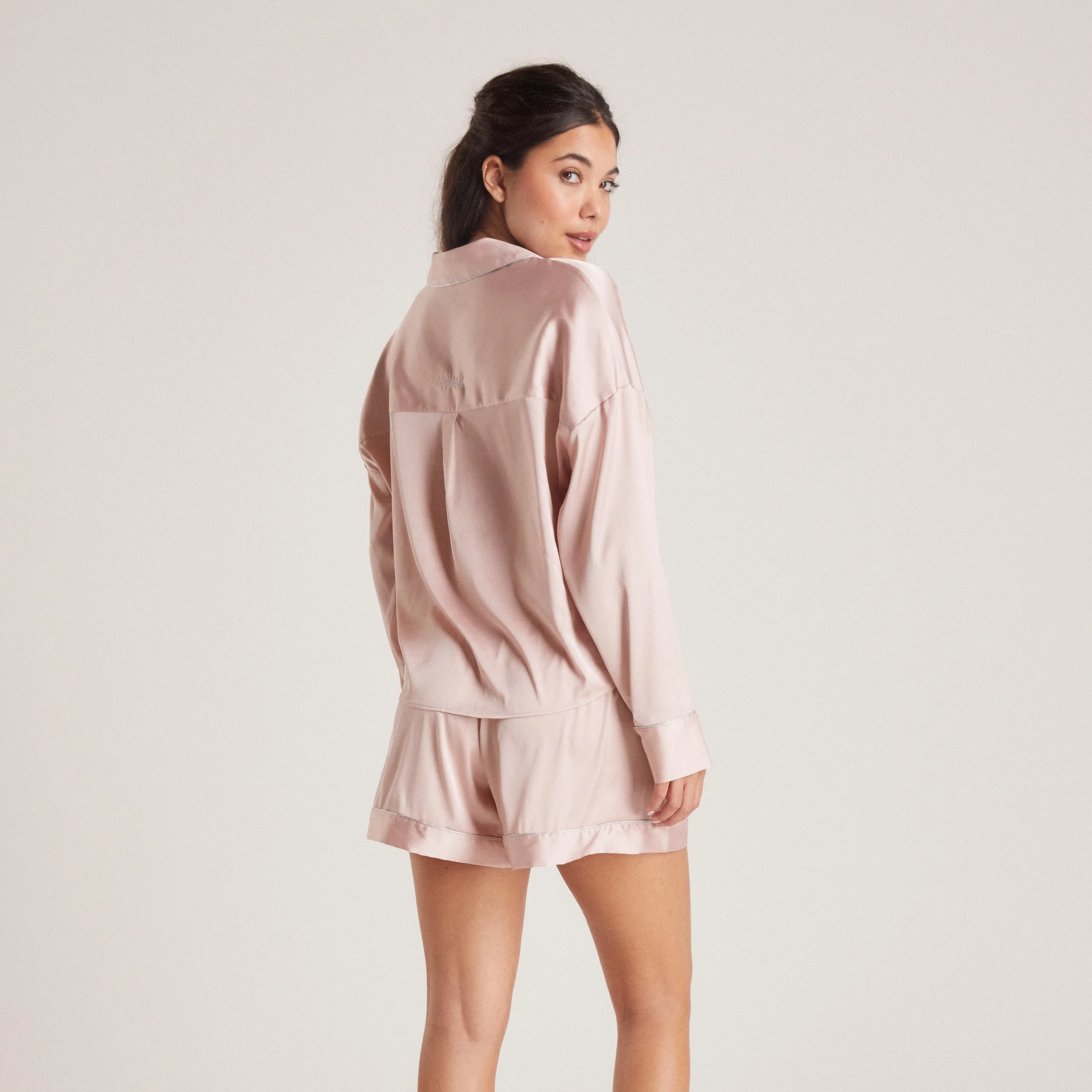 Sparkle Satin Pyjama Shirt - Blush