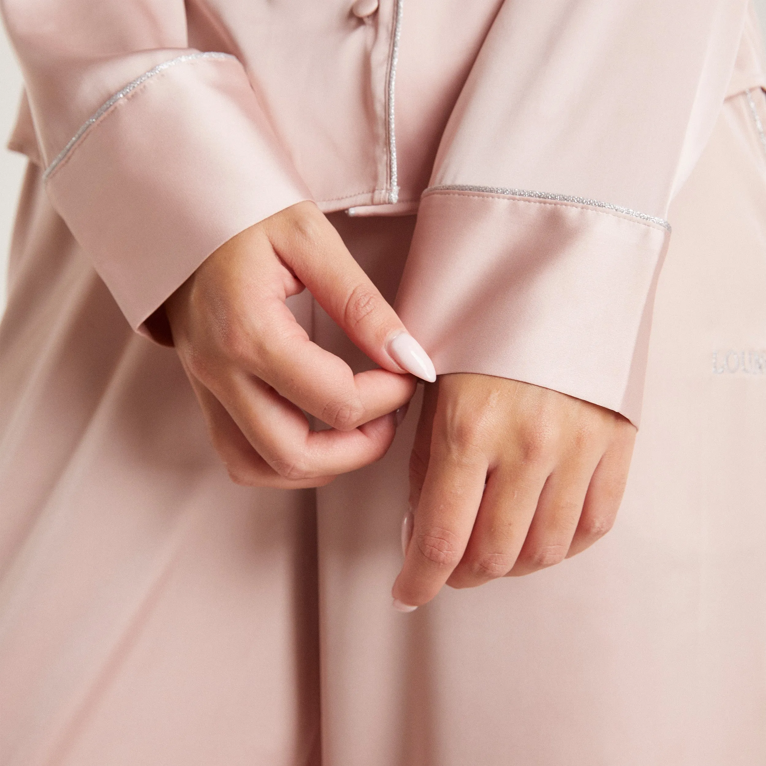 Sparkle Satin Pyjama Shirt - Blush