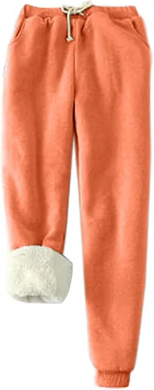 Sweatpants Women Fleece Lined,Winter Warm Joggers High Waist Athletic Jogger Pants Thicken Outdoor Pants with Pocket