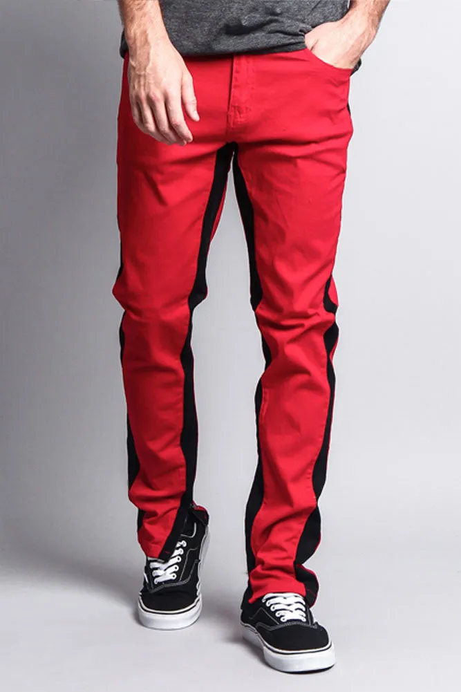 Track Style Zippered Skinny Jean with Accent Band
