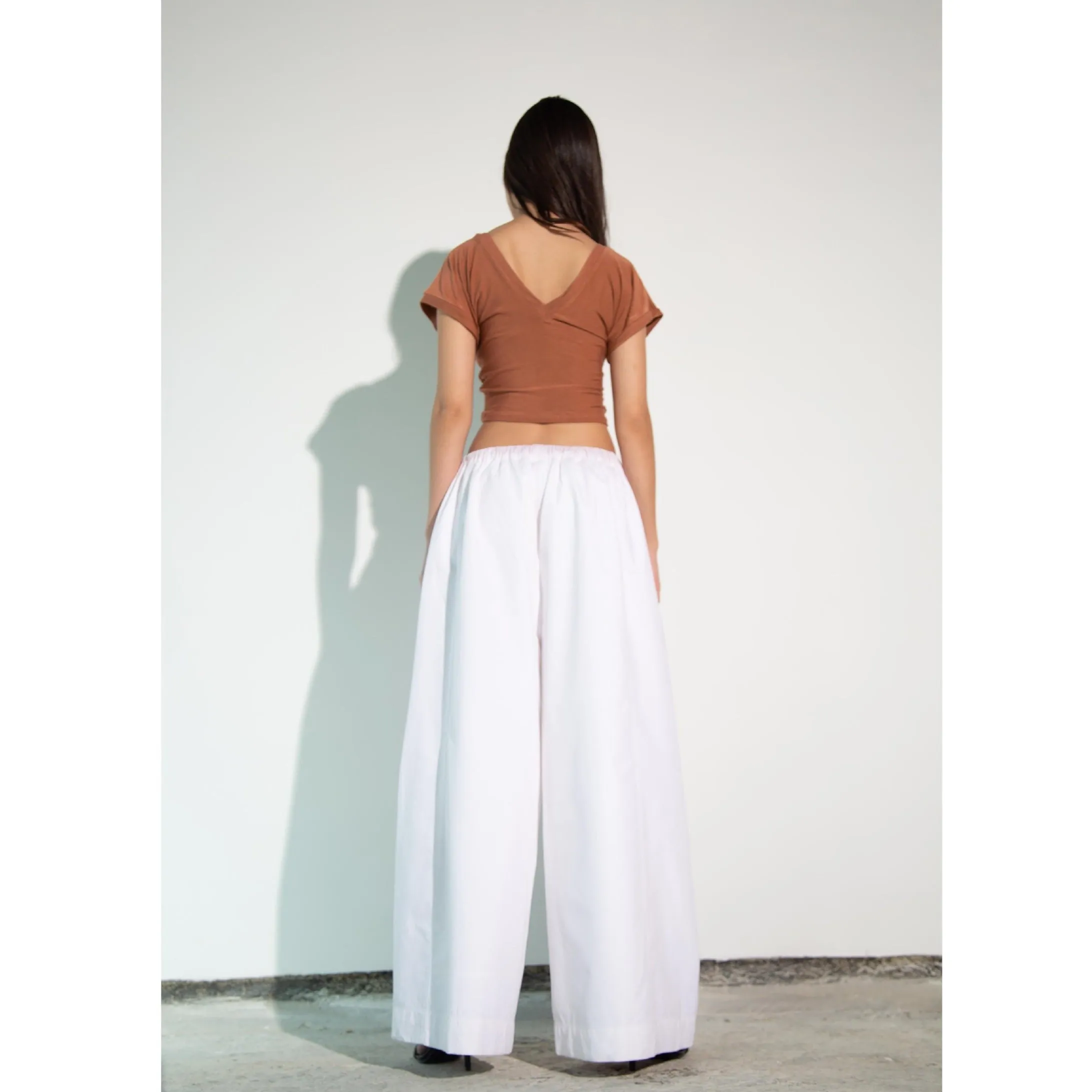 White Cotton Wide Leg Pants