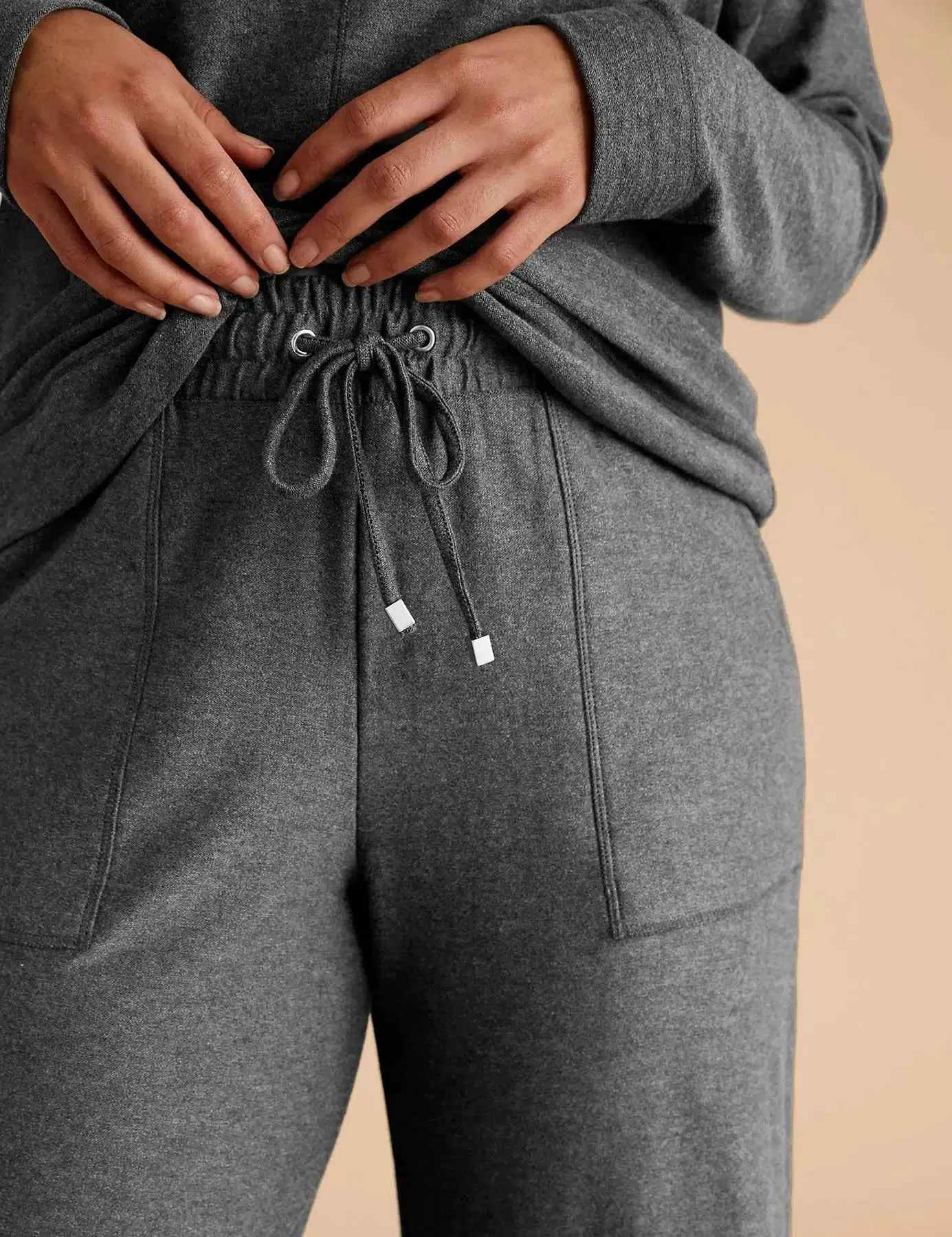 Wide Leg Cropped Jersey Pants