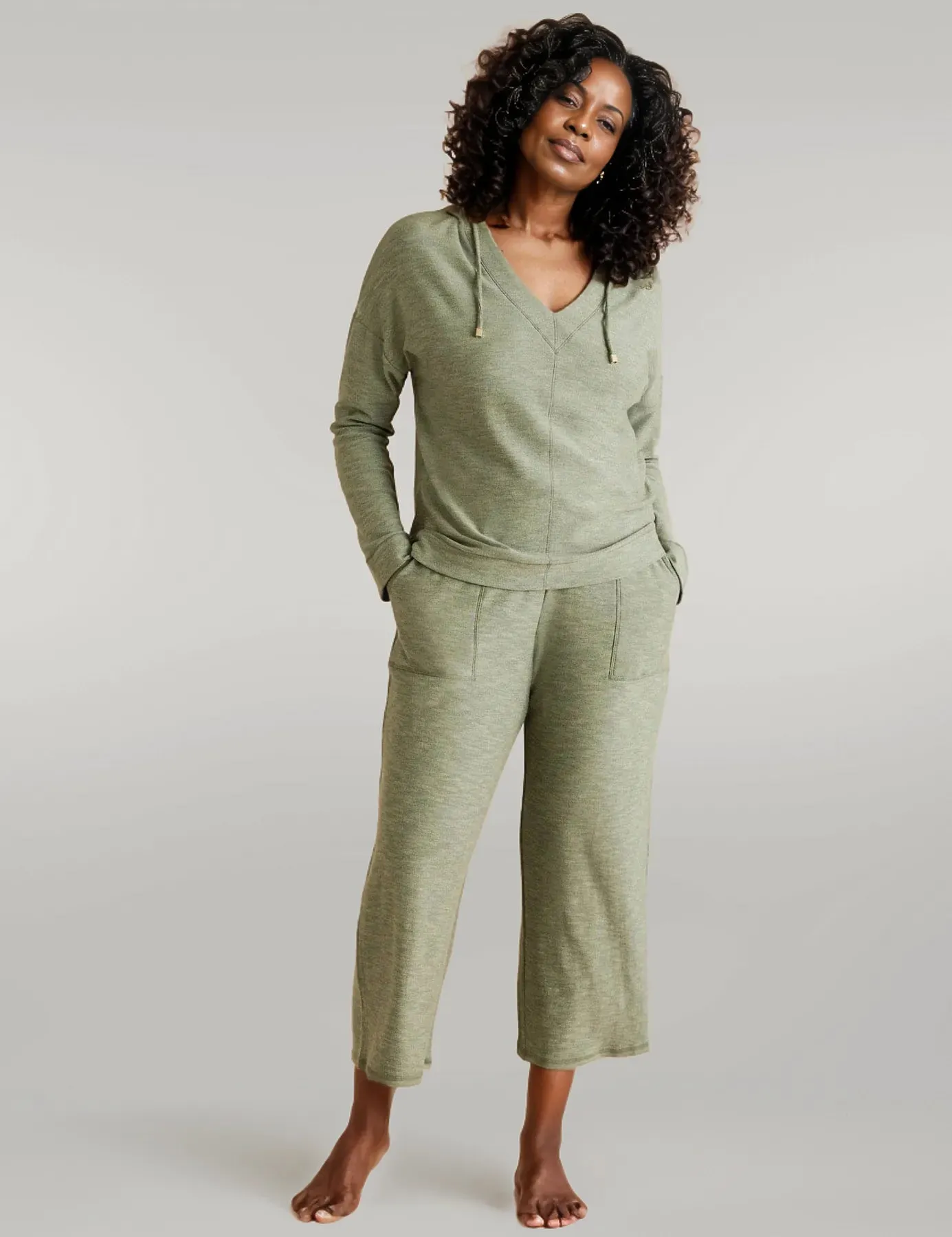 Wide Leg Cropped Jersey Pants