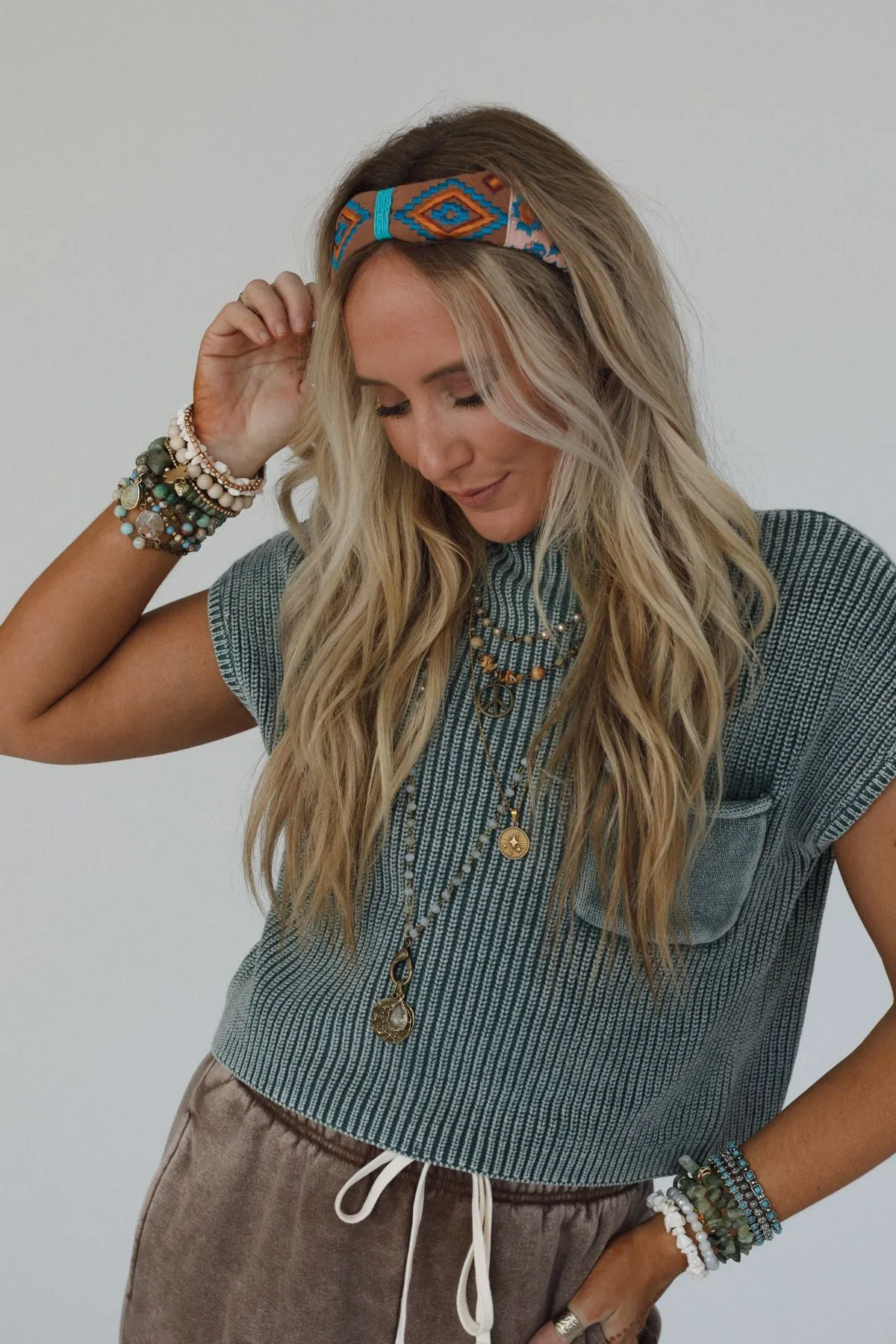 Wild West Charm Beaded Embroidered Headband - Camel
