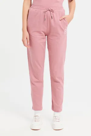 Women Pink Track Pants With Placement Print