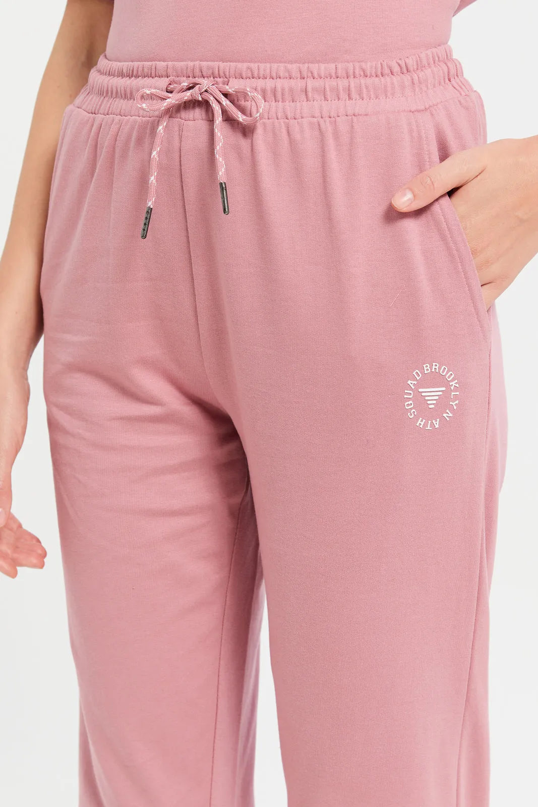 Women Pink Track Pants With Placement Print