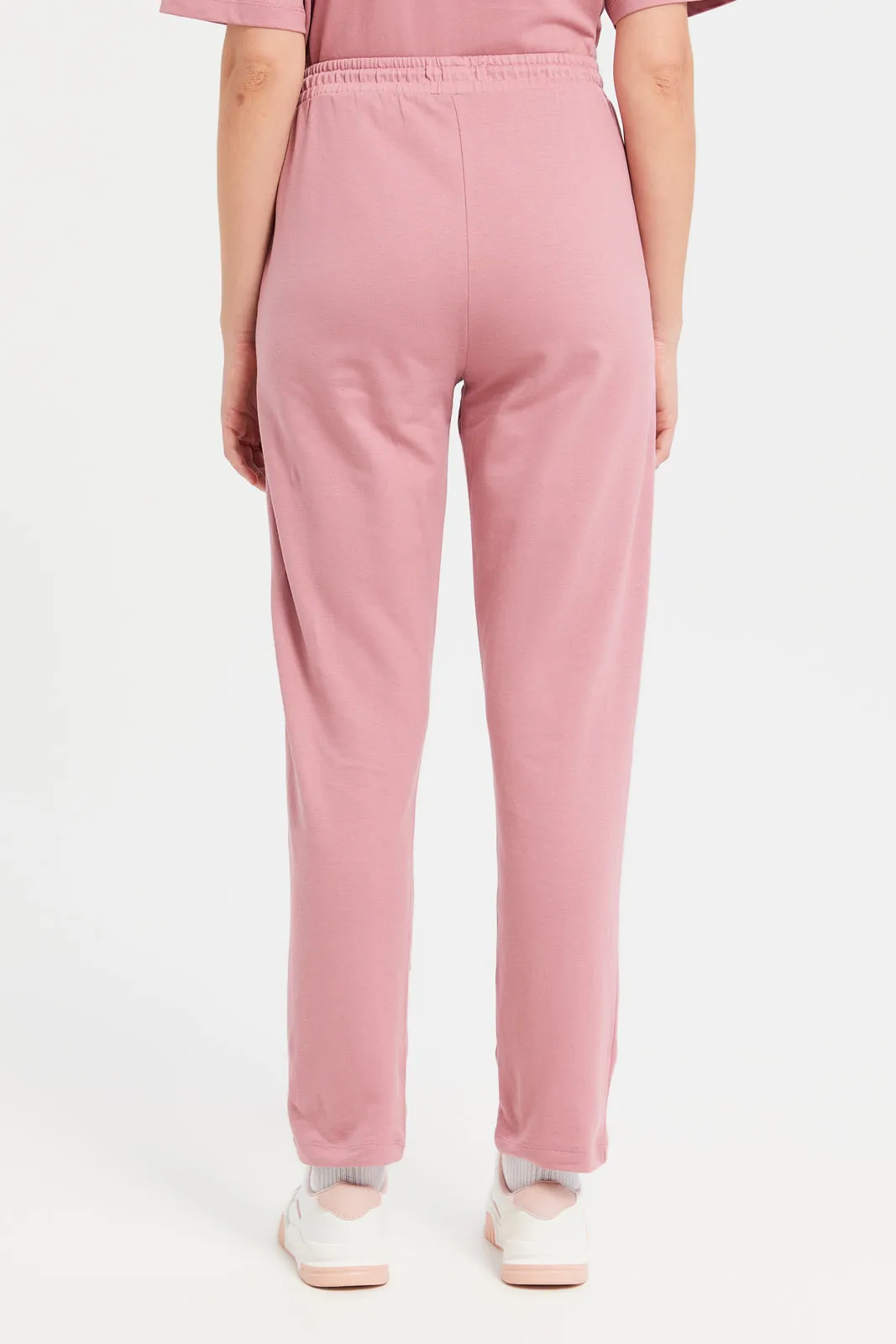 Women Pink Track Pants With Placement Print