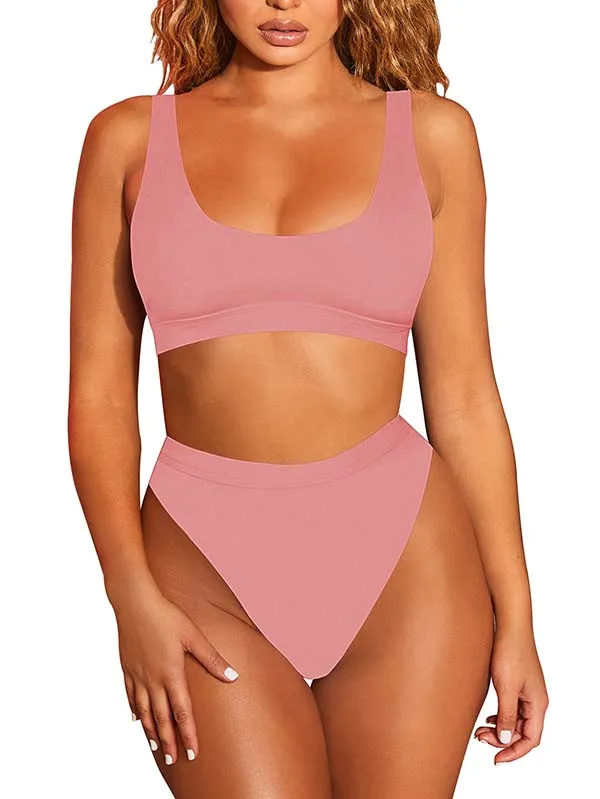 Women's Crop Top High Waisted Set Cheeky High Cut Swimsuit Bathing Suit