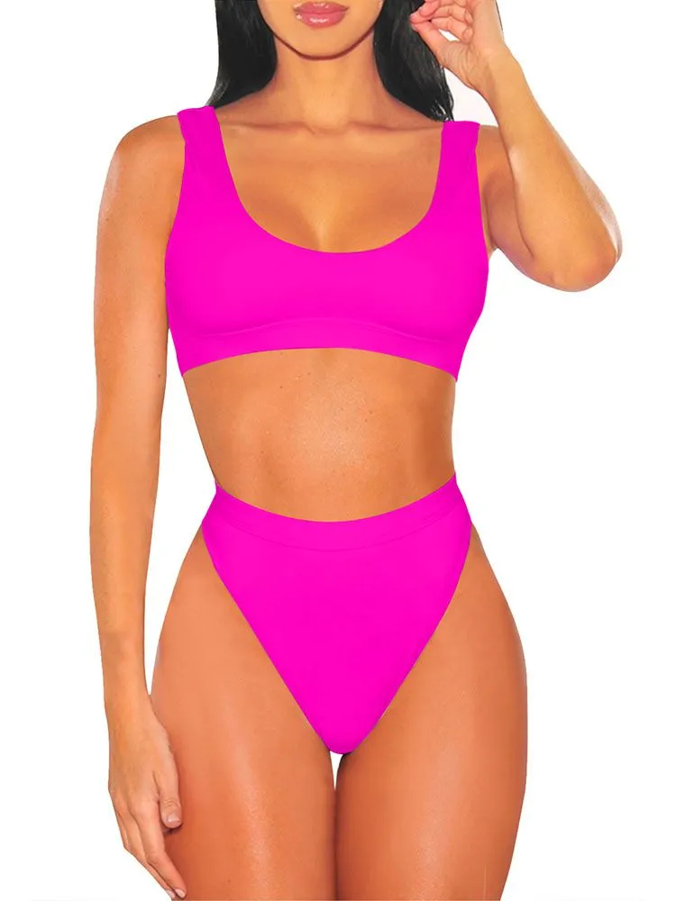 Women's Crop Top High Waisted Set Cheeky High Cut Swimsuit Bathing Suit