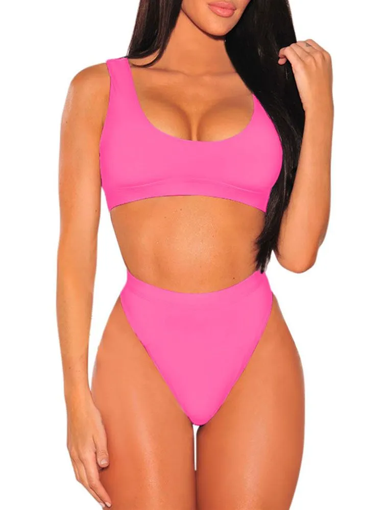 Women's Crop Top High Waisted Set Cheeky High Cut Swimsuit Bathing Suit