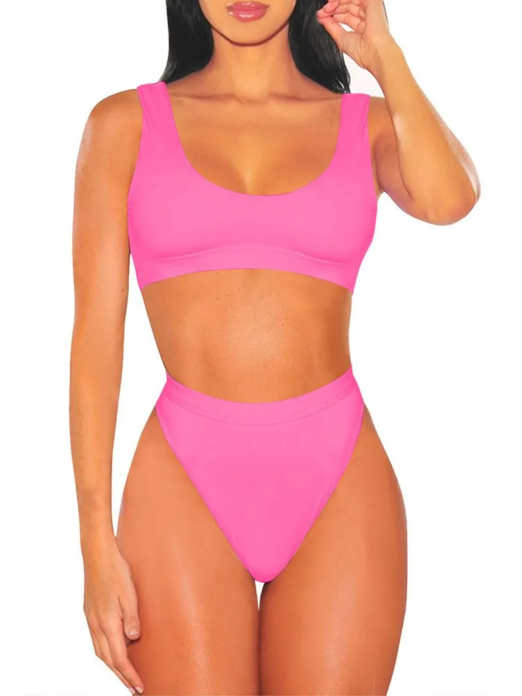 Women's Crop Top High Waisted Set Cheeky High Cut Swimsuit Bathing Suit